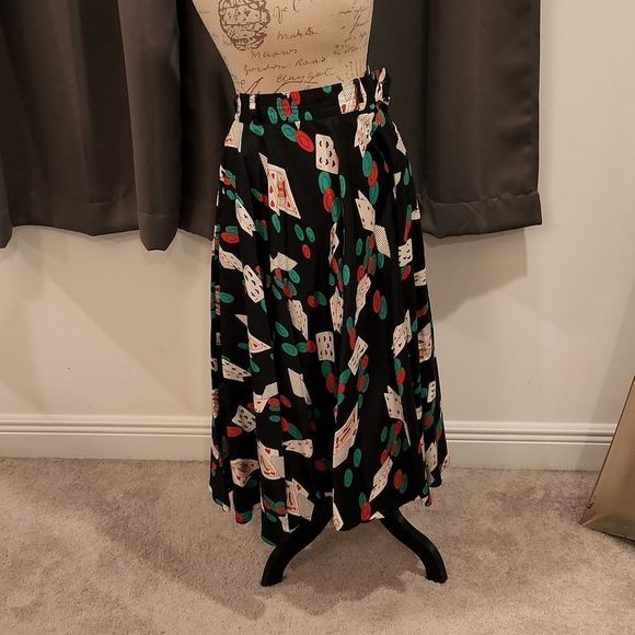 Simply gorgeous 1980's poker pin up John Henry designs swing skirt size 8. - Picture 3 of 14